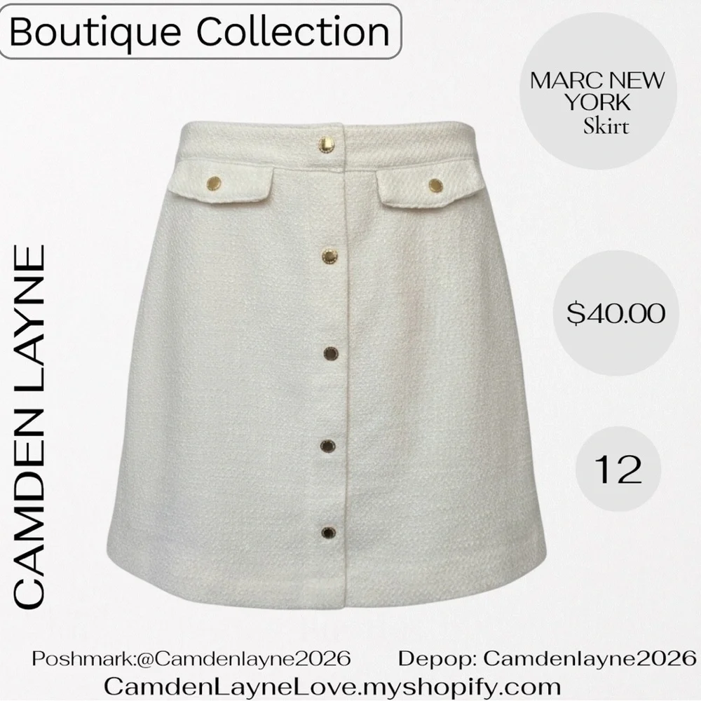 Marc New York Cream Skirt with Gold Accents